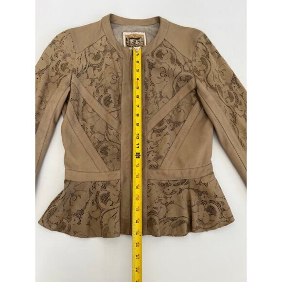 Vintage Vera Pelle Womens 8 Jacket Antica Pelleria Real Italian Leather Silk - Picture 4 of 16